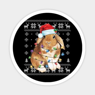 Bunny Rabbit Christmas Ugly - Sweater Funny Xmas Tree Decor Magnet